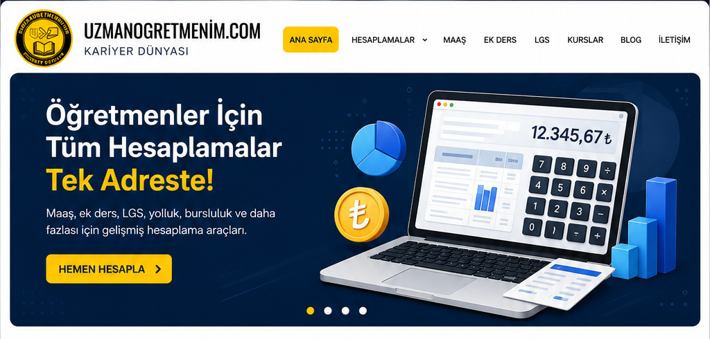 Uzman Öğretmenim ana panel üst bölümü